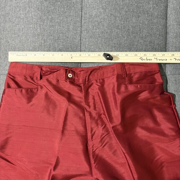 Silk Land 2 Piece Pant Suit Women XL Red 100% Silk Embroidered Floral - Picture 9 of 10